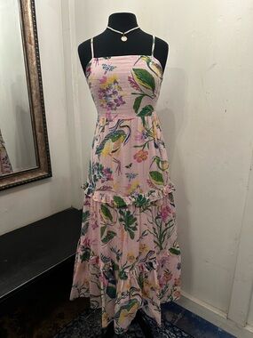 Banjanan Pink Floral Tiered Maxi Dress